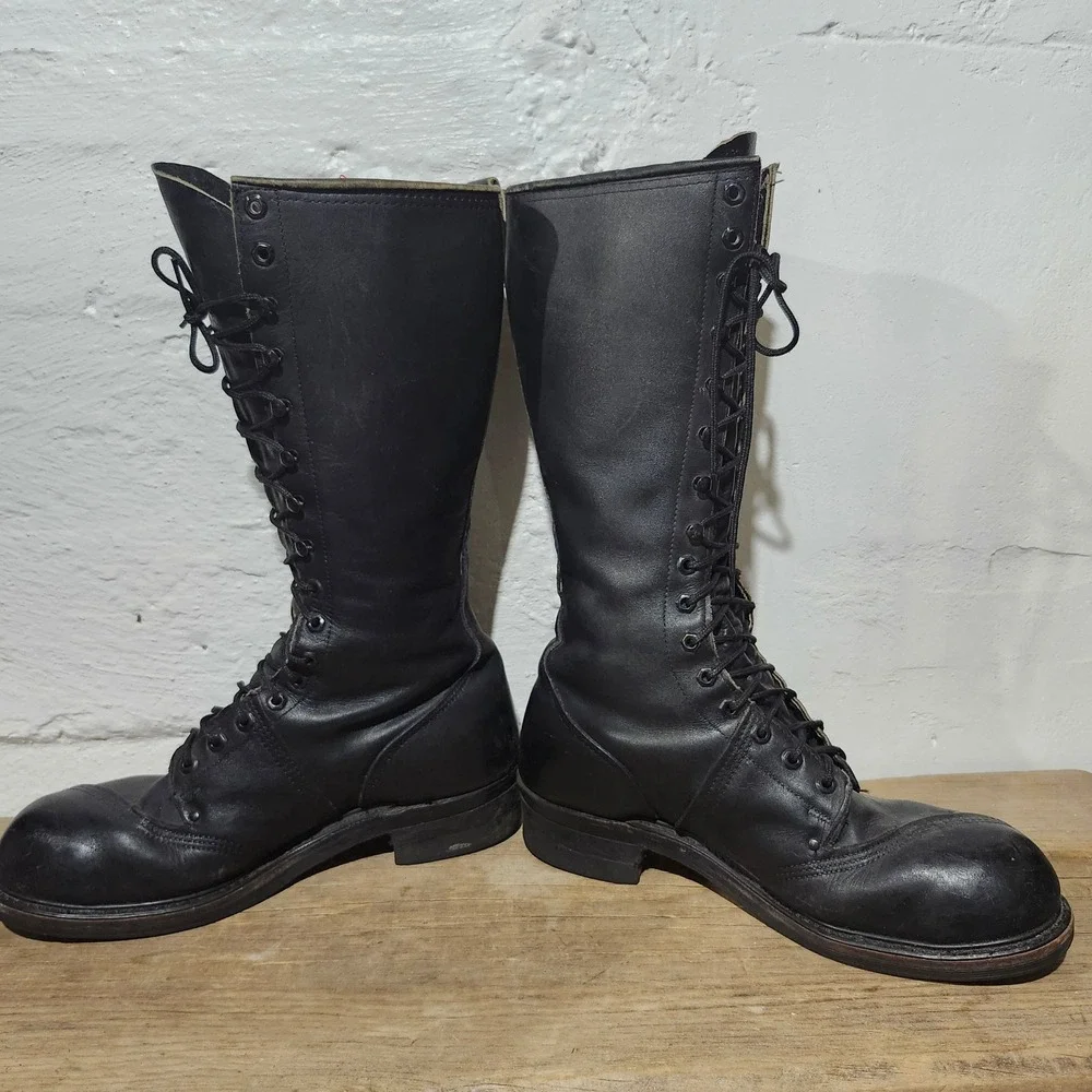 Vintage Carolina Linesman Pole Climber Work Boot Black Leather 16 Inch Men Sz 12